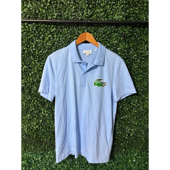 Lacoste Blue Large Logo Polo Short Sleeve Size Medium - Picture 1 of 5
